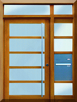 Haustür mit Seitenteil und Oberlicht, mit Sprossen und Briefkasten
